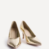 Sofia Wide Fit Gold Court Heels