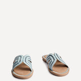 Solar Blue Flat Slider Sandals