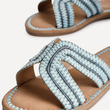 Solar Blue Flat Slider Sandals