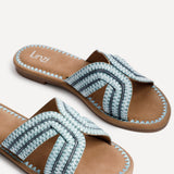 Solar Blue Flat Slider Sandals