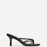 Solis Black Strappy Mule Heels