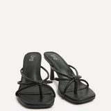 Solis Black Strappy Mule Heels