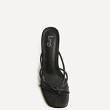 Solis Black Strappy Mule Heels