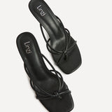 Solis Black Strappy Mule Heels