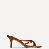 Solis Tan Strappy Mule Heels
