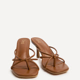 Solis Tan Strappy Mule Heels
