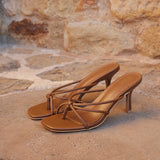 Solis Tan Strappy Mule Heels