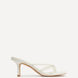Solis White Strappy Mule Heels