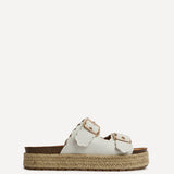 Sonnet White Double Buckle Flatform Sandals