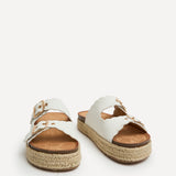 Sonnet White Double Buckle Flatform Sandals