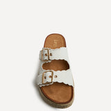 Sonnet White Double Buckle Flatform Sandals