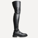 Sonny Black Faux Leather Long Boots