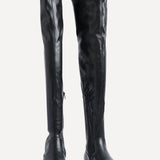 Sonny Black Faux Leather Long Boots