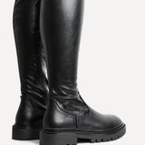 Sonny Black Faux Leather Long Boots