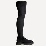Sonny Black Faux Suede Long Boots