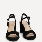 Soul Black Faux Suede Block Heels