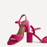 Soul Pink Faux Suede Block Heels