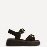 Source Wide Fit Black Flatform Sandals