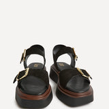 Source Wide Fit Black Flatform Sandals
