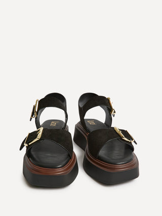 Source Wide Fit Black Flatform Sandals