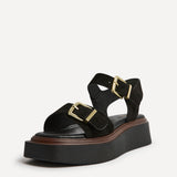 Source Wide Fit Black Flatform Sandals
