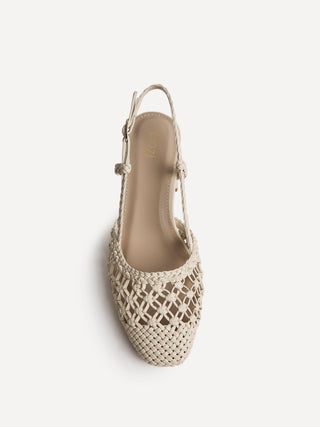 Spring Beige Handwoven Court Heels
