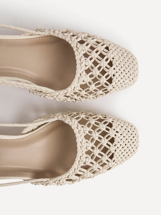 Spring Beige Handwoven Court Heels