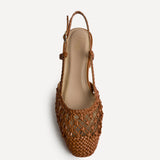 Spring Tan Handwoven Court Heels