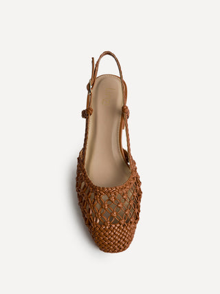 Spring Tan Handwoven Court Heels