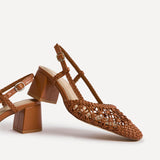 Spring Tan Handwoven Court Heels