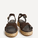 Spritz Wide Fit Brown Flatform Sandals
