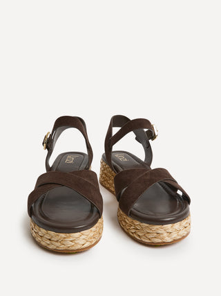 Spritz Wide Fit Brown Flatform Sandals