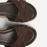 Spritz Wide Fit Brown Flatform Sandals