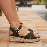 Spritz Wide Fit Brown Flatform Sandals