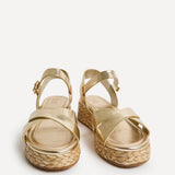 Spritz Wide Fit Gold Flatform Sandals