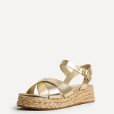 Spritz Wide Fit Gold Flatform Sandals