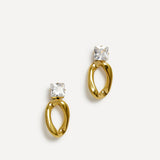 Starfall Gold Square Stud Oval Drop Earrings
