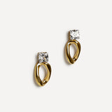 Starfall Gold Square Stud Oval Drop Earrings