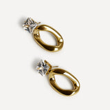 Starfall Gold Square Stud Oval Drop Earrings
