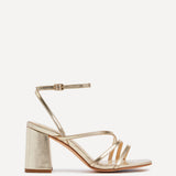 Status Gold Crossover Block Heeled Sandals