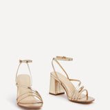 Status Gold Crossover Block Heeled Sandals