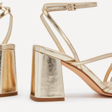 Status Gold Crossover Block Heeled Sandals