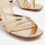 Status Gold Crossover Block Heeled Sandals