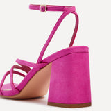 Status Pink Crossover Block Heeled Sandals