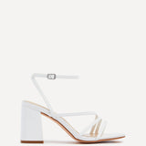 Status White Crossover Block Heeled Sandals