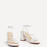 Status White Crossover Block Heeled Sandals