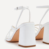 Status White Crossover Block Heeled Sandals