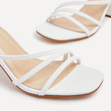 Status White Crossover Block Heeled Sandals