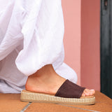 Stay Brown Flatform Mule Sandals