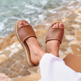 Stay Tan Flatform Mule Sandals